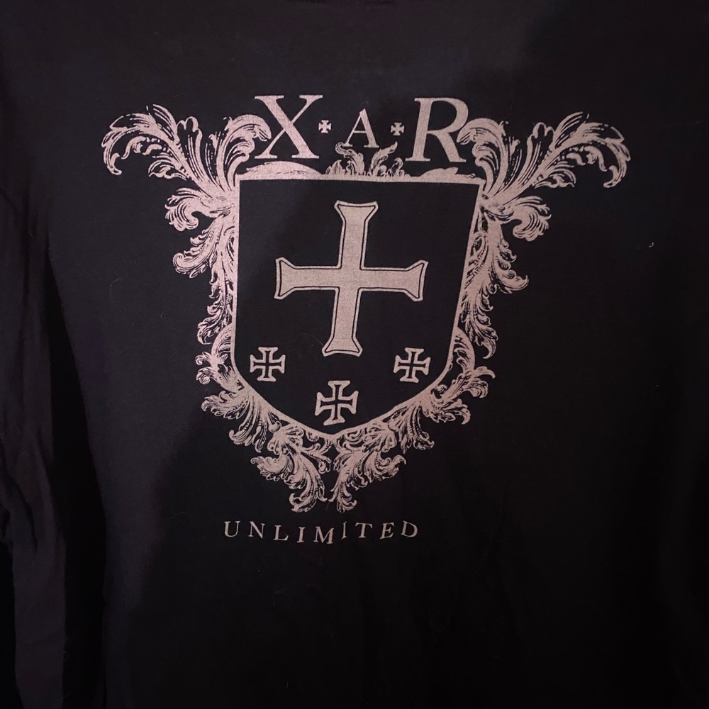 XAR Unlimited Skull & Cross Long Sleeve Top - Black with lots of Rhinestones - Picture 4 of 4
